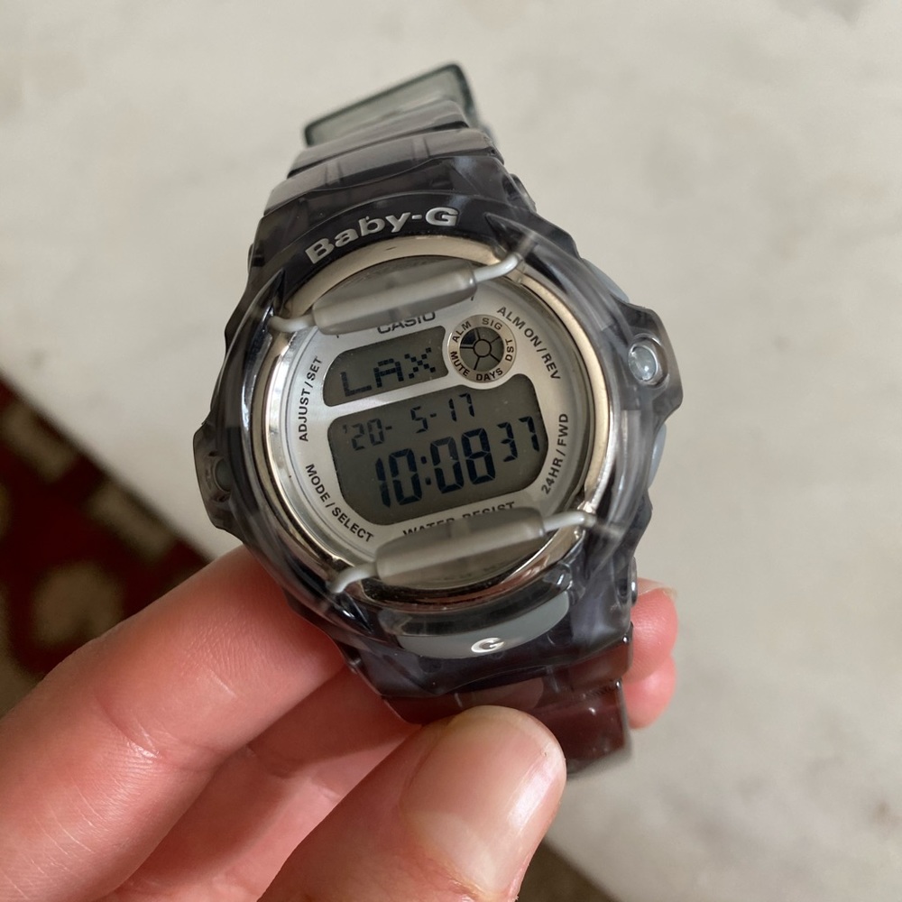 Gray jelly Baby G shock watch in great condition